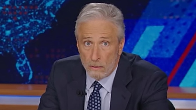 In response to a clip of Joe Biden fumbling through a sentence that didn’t make sense about “beating” Medicare, Jon Stewart joked: “I need to call a real estate agent in New Zealand.” Photo / Screenshot