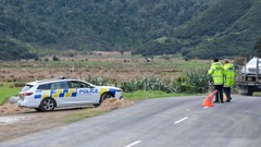 A police checkpoint on the way into Marokopa, Waikato. Photo / Maryana Garcia