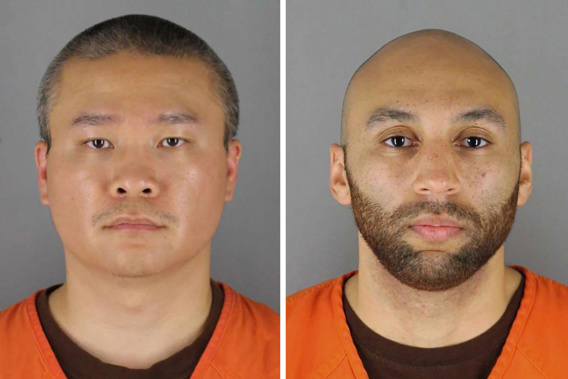 This combo of photos provided by the Hennepin County Sheriff's Office in Minnesota, show Tou Thao, left, and J. Alexander Kueng. Photo / AP