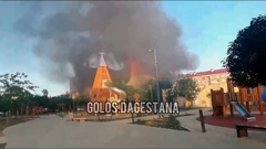This photo taken from video released by Golos Dagestana shows smoke rises following an attack in Makhachkala, republic of Dagestan, Russia. Photo / AP