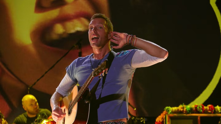 Coldplay's Chris Martin on stage. Photo / Steven McNicholl