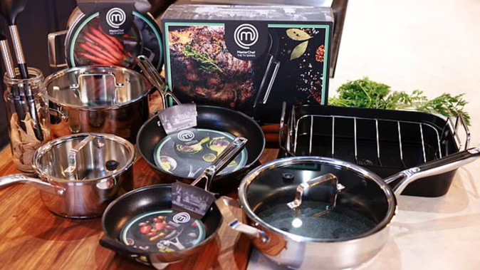 The MasterChef cookware promotion at New World meant shoppers could earn one sticker for every $20 spent in the store. Photo / Supplied