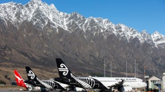 Planes parked at Queenstown Airport. Photo / Michael Thomas