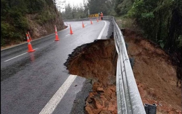 State Highway 25 between Hikuai and Whangamatā was closed by a washout. Photo / Supplied / Thames-Coromandel District Council