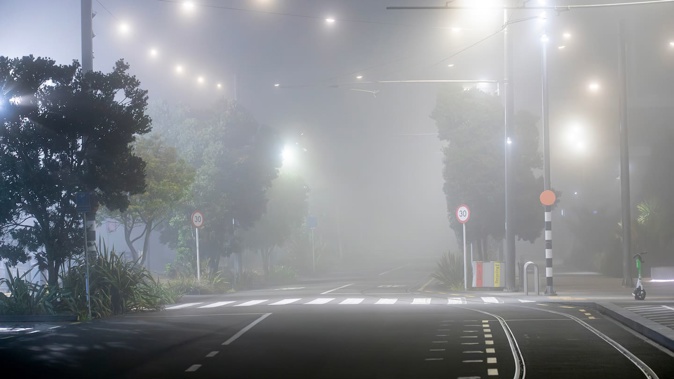 Heavy fog has covered parts of Auckland overnight. Photo / Hayden Woodward