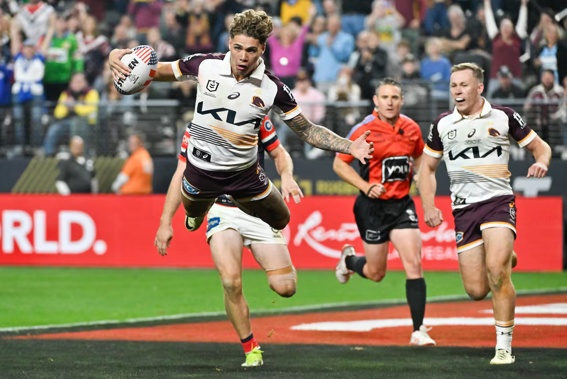 Former Warriors Reece Walsh put on a show in the first edition of NRL Las Vegas. Photo / AP