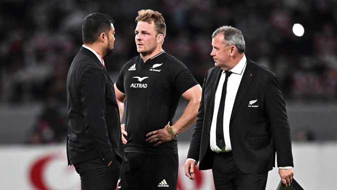 New Zealand captain Sam Cane and coach Ian Foster after win over Japan. Photosport