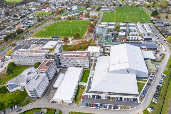 An aerial view of the NZCIS sports hub in Upper Hutt.