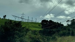 The downed Transpower tower knocked power out to much of Northland. Photo / Louise Owen