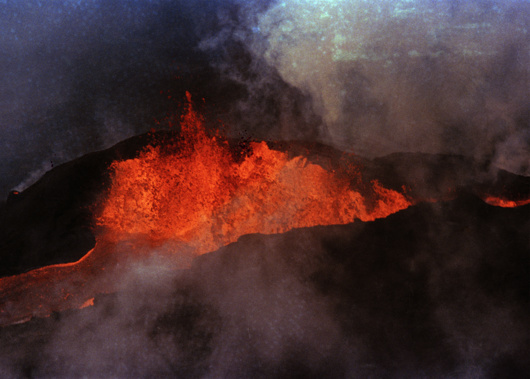 Molten rock flows from Mauna Loa on March 28, 1984, near Hilo, Hawaii. Photo / AP