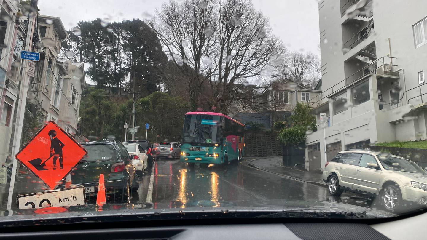 The Wellington Special Fifa Bus Struggles Down Hilly Capital Street   The Bus Attempting To Descend From The Terrace To To Abel Smith St In Wellington This Morning 