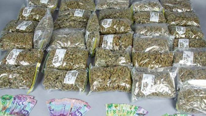 Hawke’s Bay Police located 15 kilograms of cannabis and a substantial amount of cash during a series of search warrants in Napier and Hastings on Friday. Photo / NZ Police
